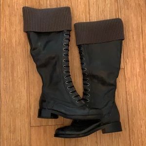 Tall lace up boots